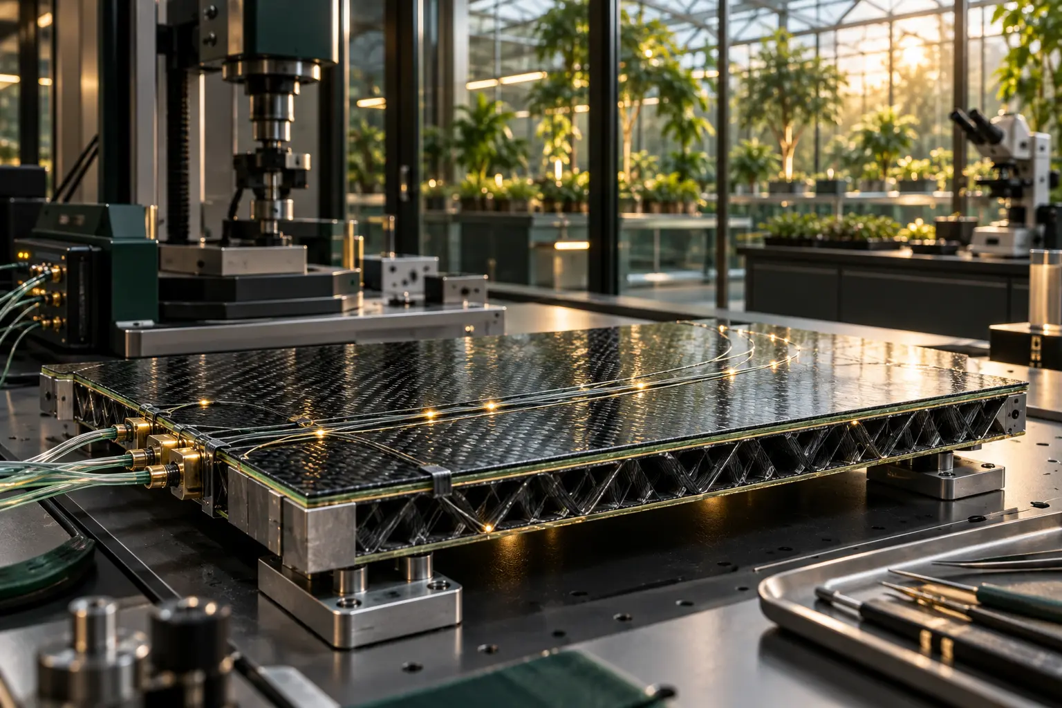 Ilustracja kierunku badań materiału z czujnikami na stanowisku laboratoryjnym